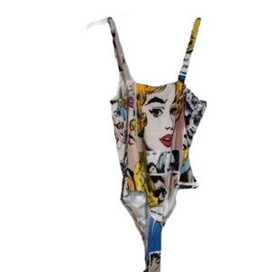 NWT Fashion Nova Talk to Me V Neck Comic Tank Bodysuit sz XL